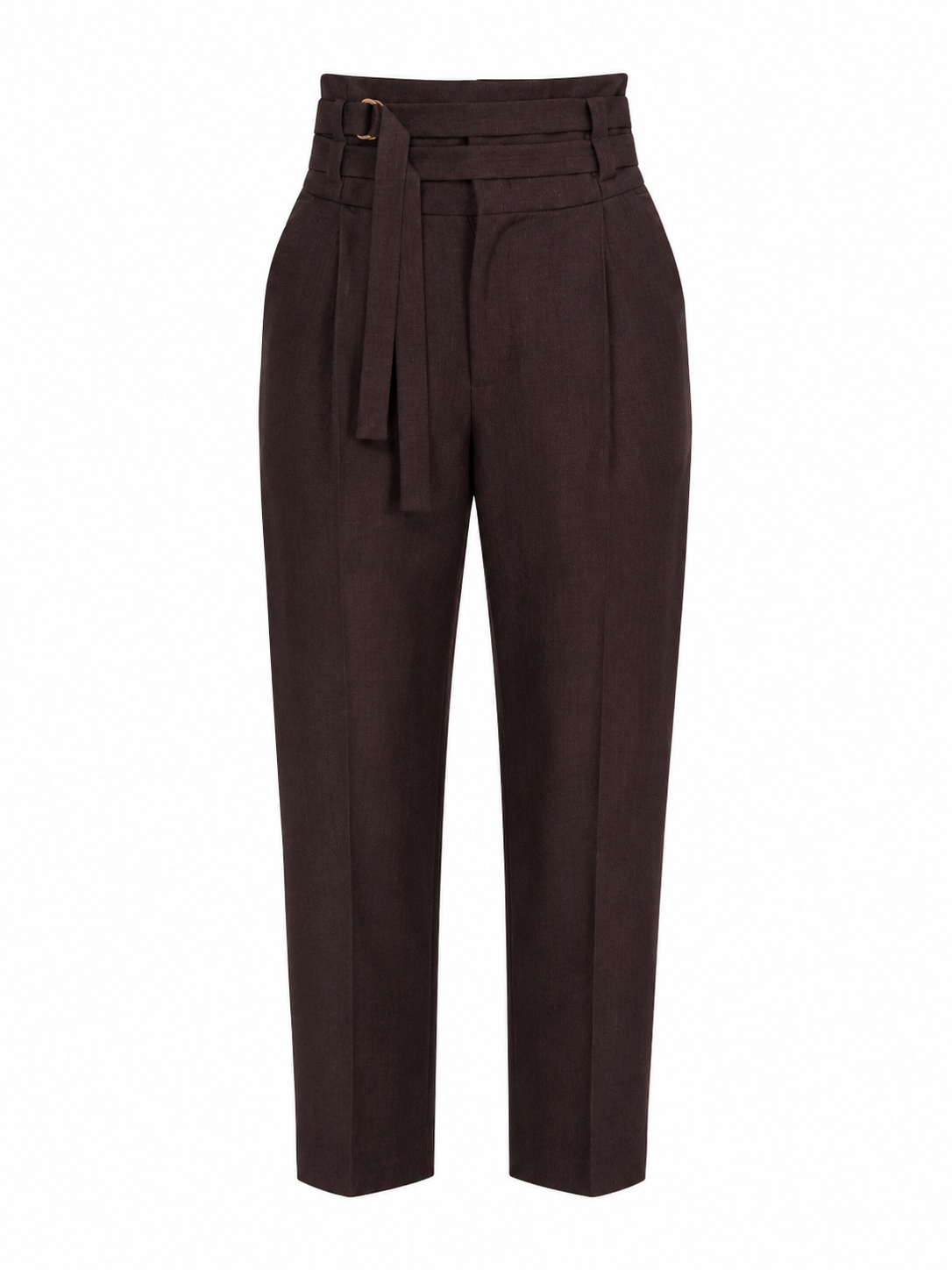 High-waisted trousers with buckles