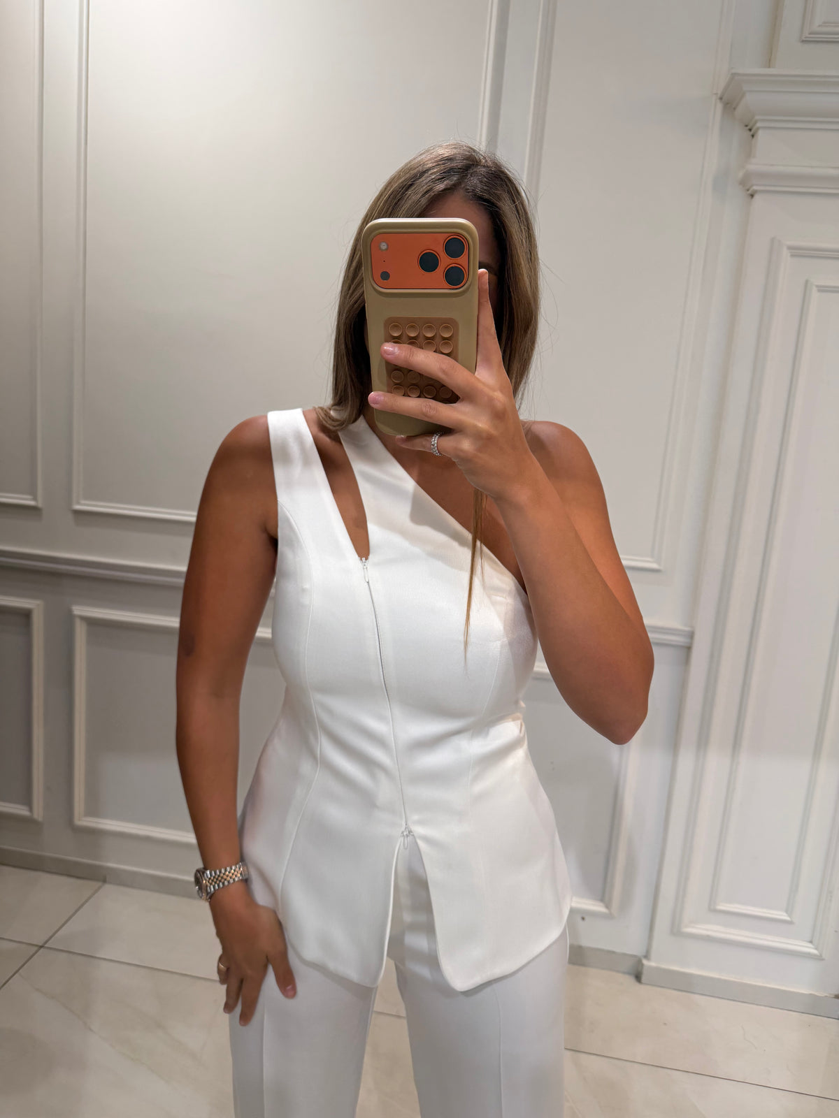 Asymmetrical Cut-out Tailored Vest