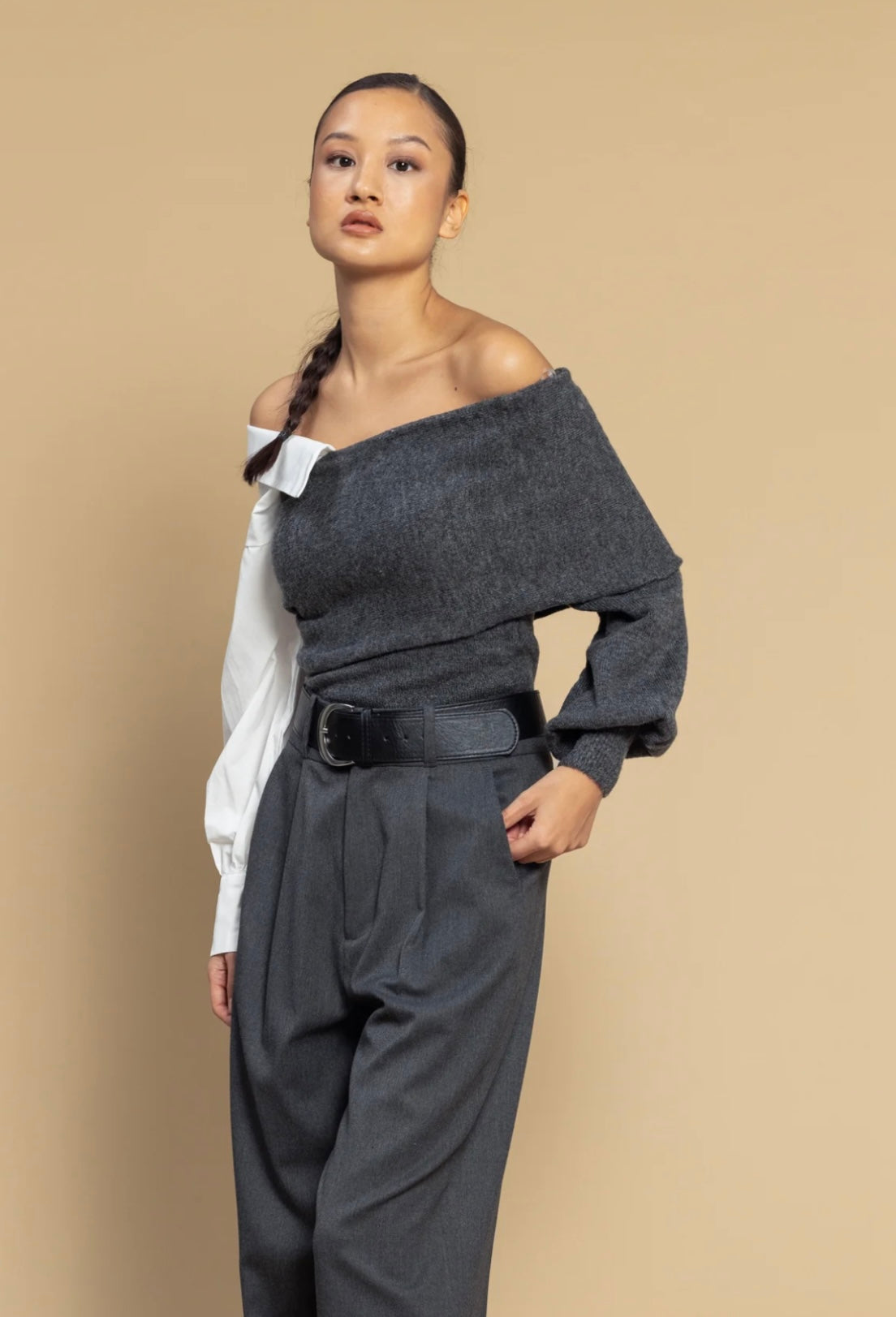 Knit with shirt top