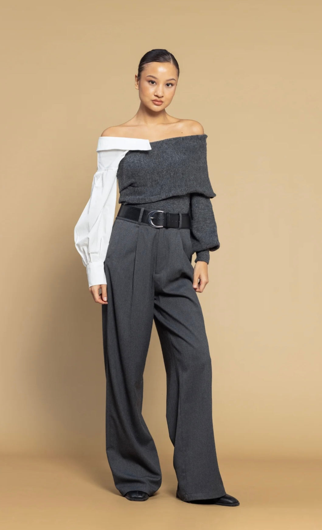 Knit with shirt top