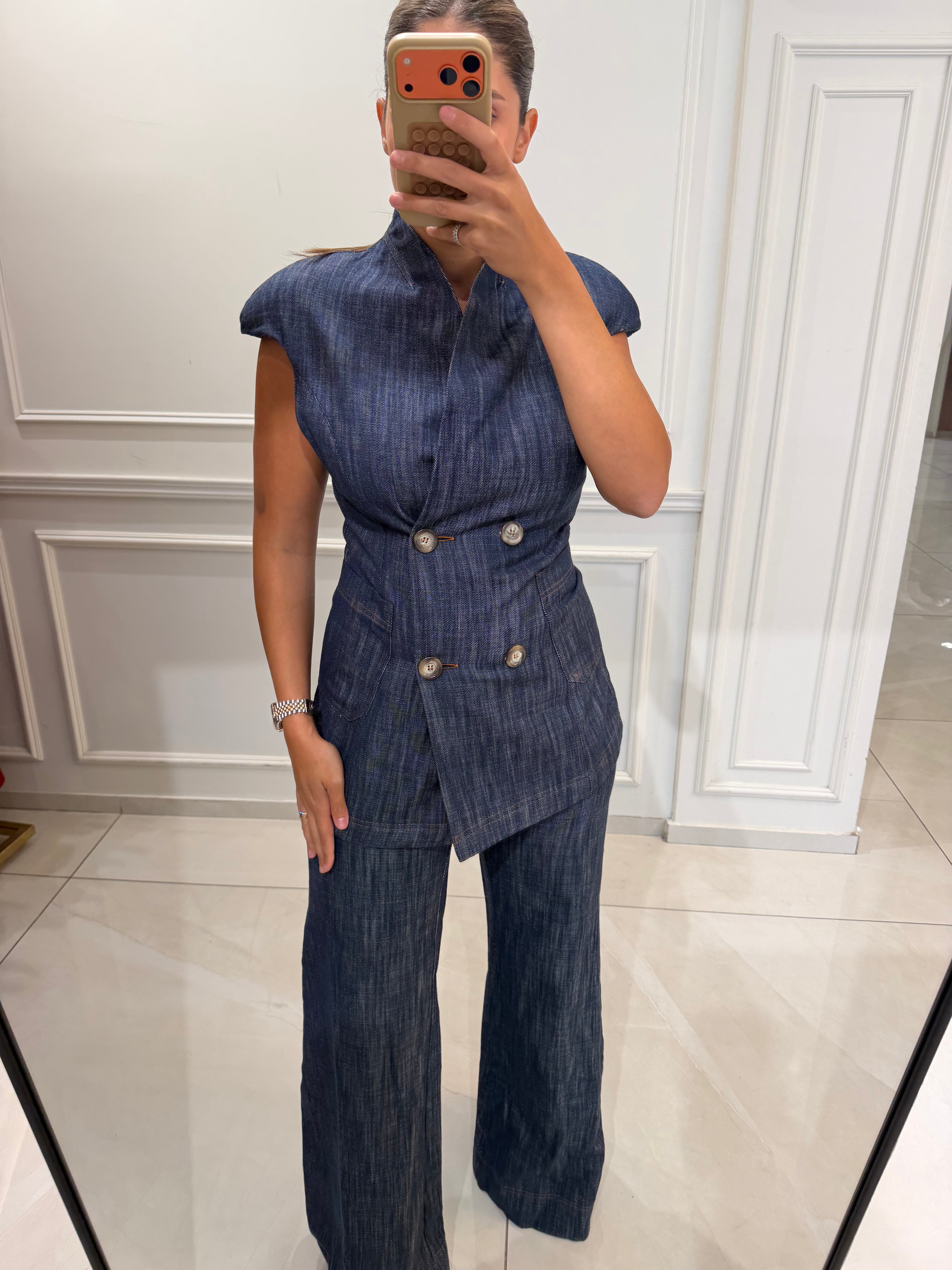 Denim Vest Suit