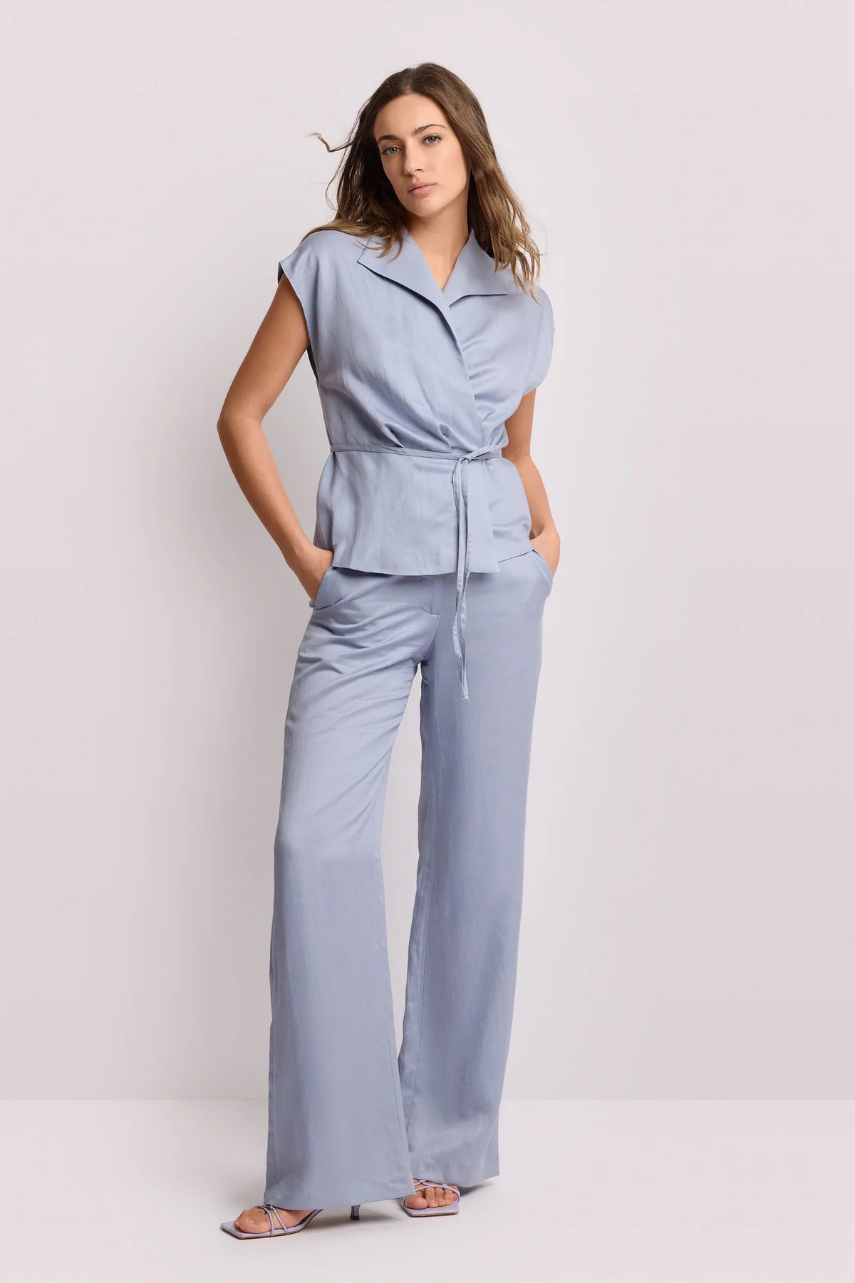 Sleeveless wrap top