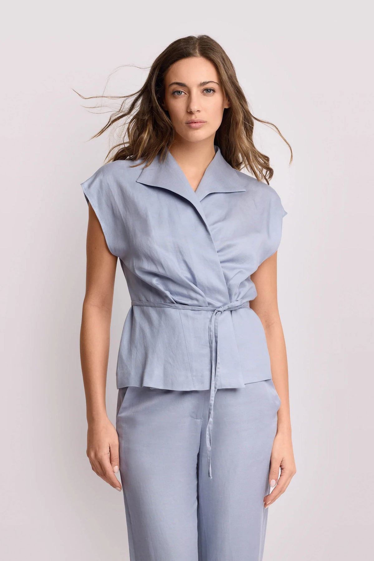 Sleeveless wrap top