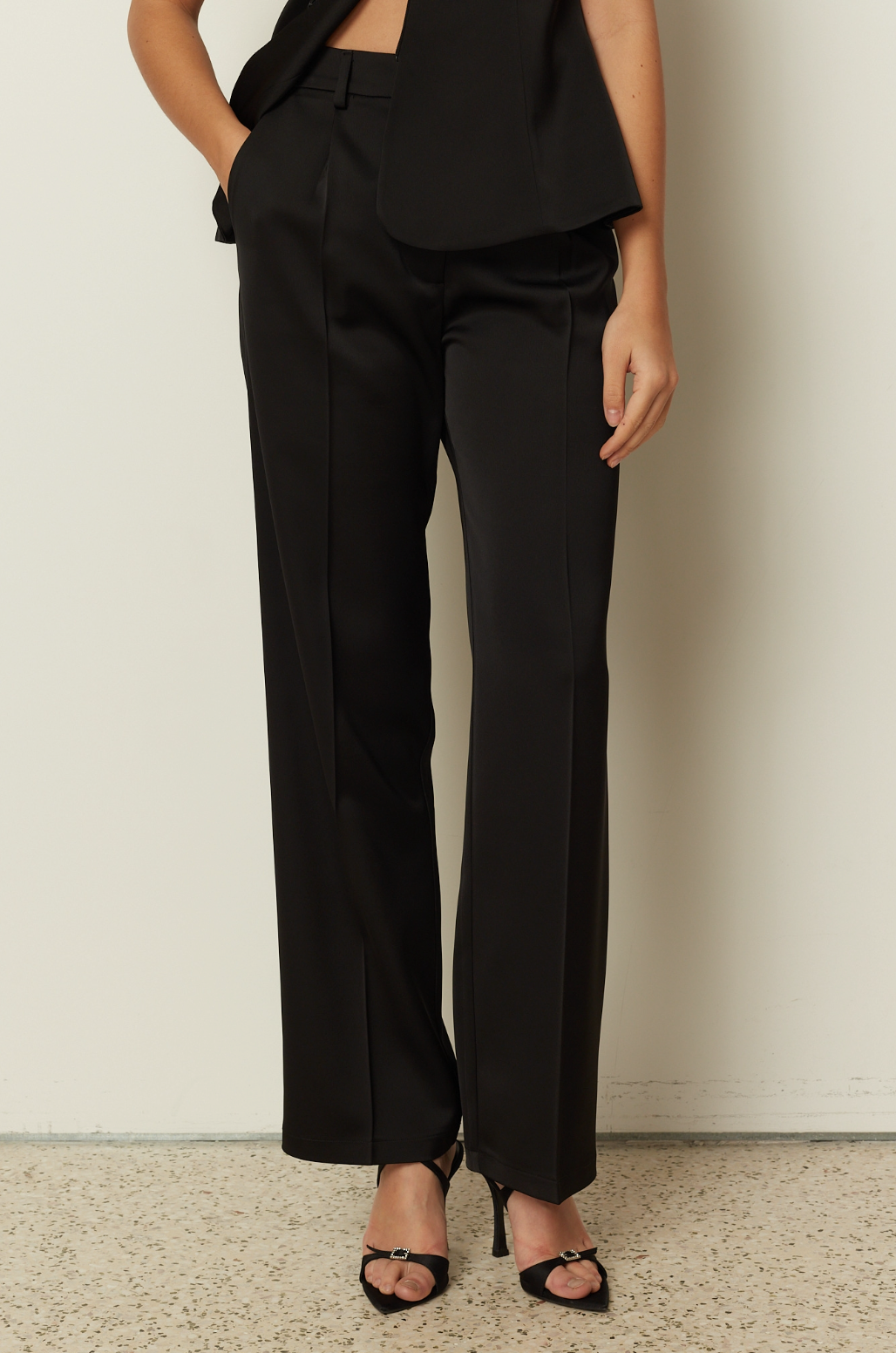 Satin Straight Tailored Pants