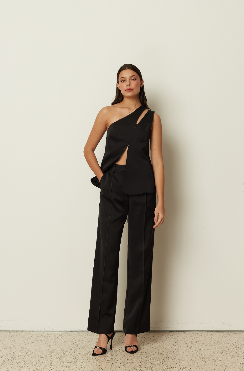Satin Straight Tailored Pants