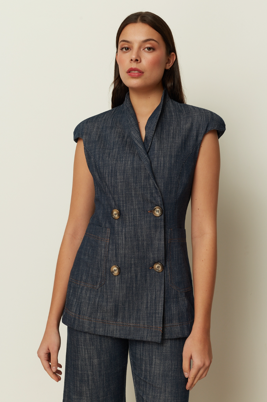 Denim Vest Suit