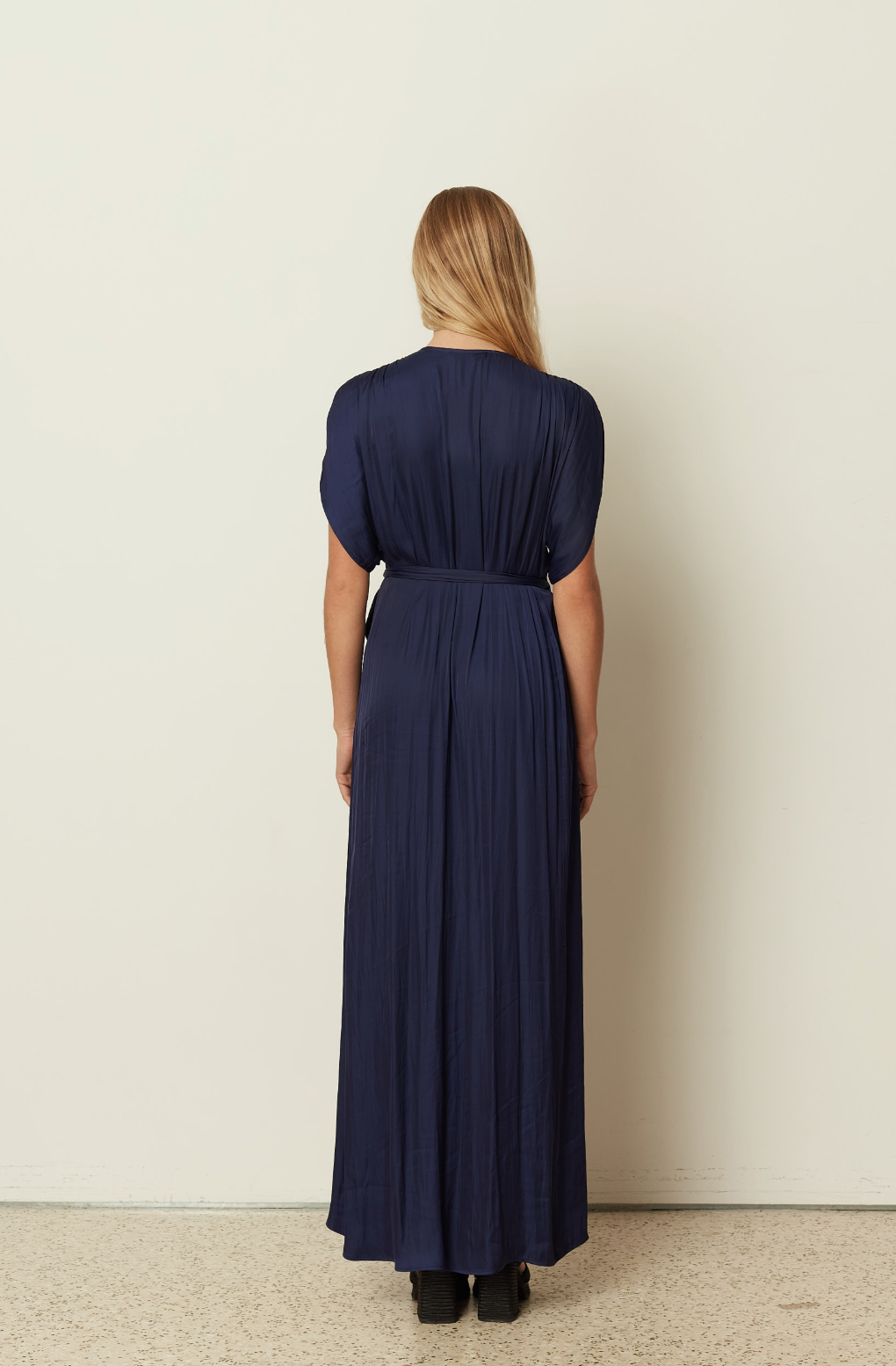 Satin Ruffled Wrapped Dress