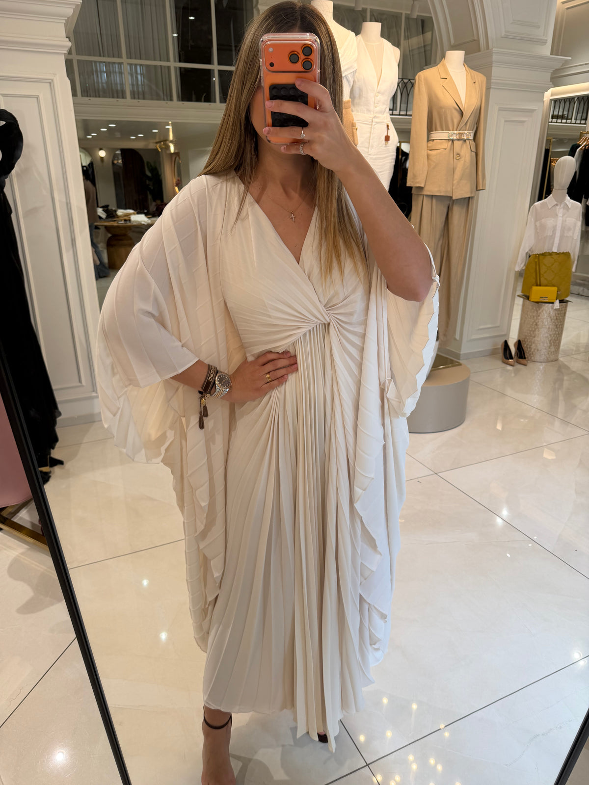 Plisse Sleeve Dress