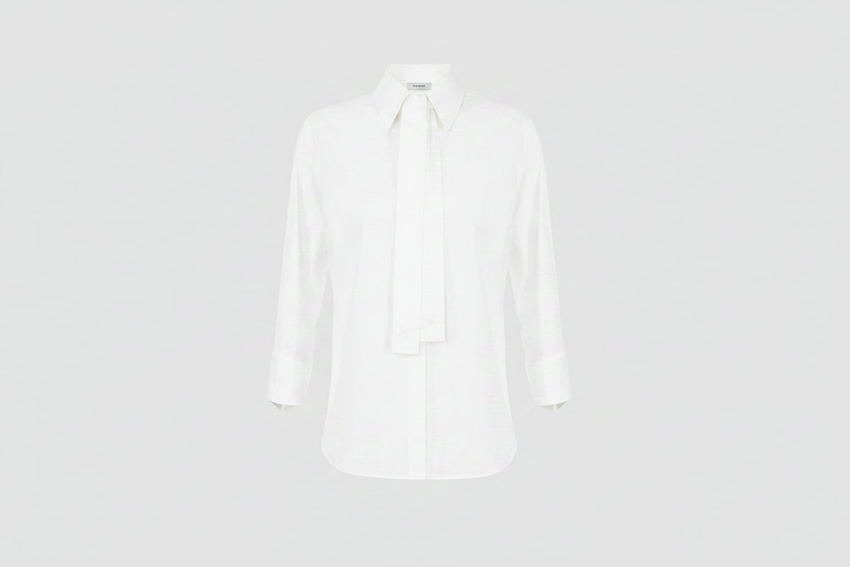 Cotton shirt with sashes