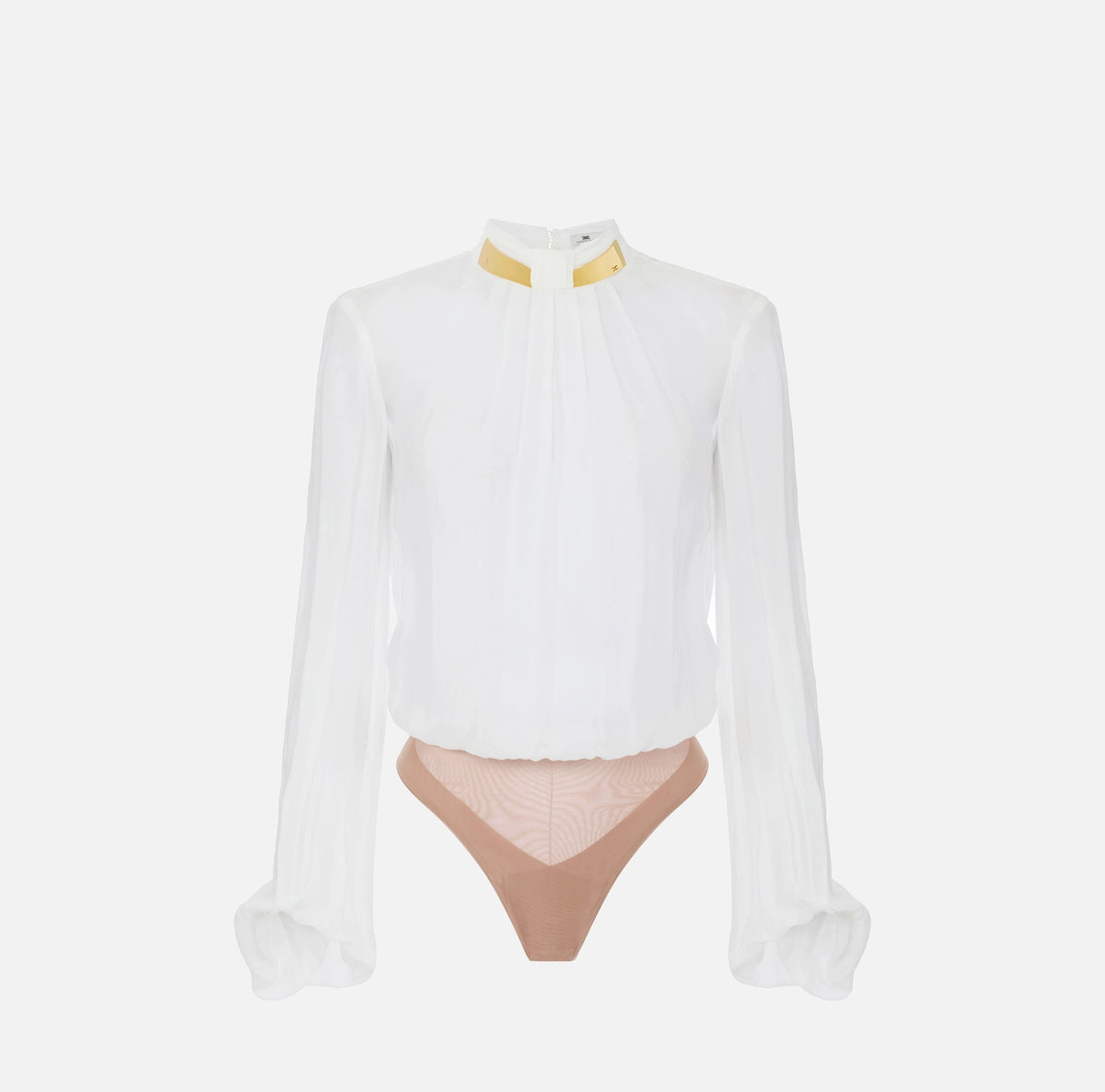 Bodysuit in georgette fabric with jewel collar
