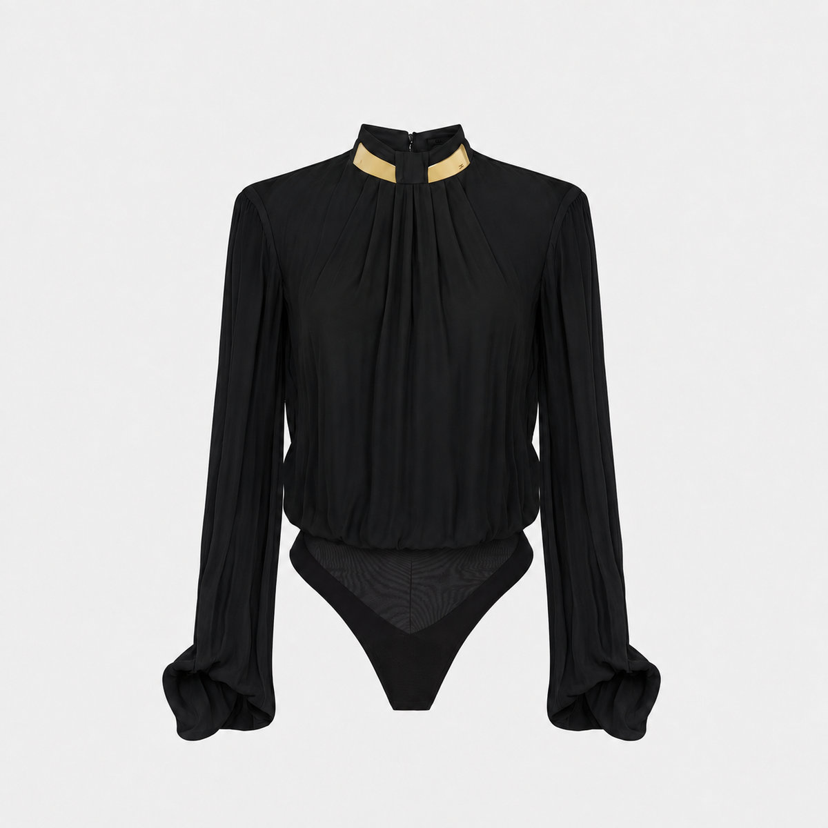 Bodysuit in georgette fabric with jewel collar
