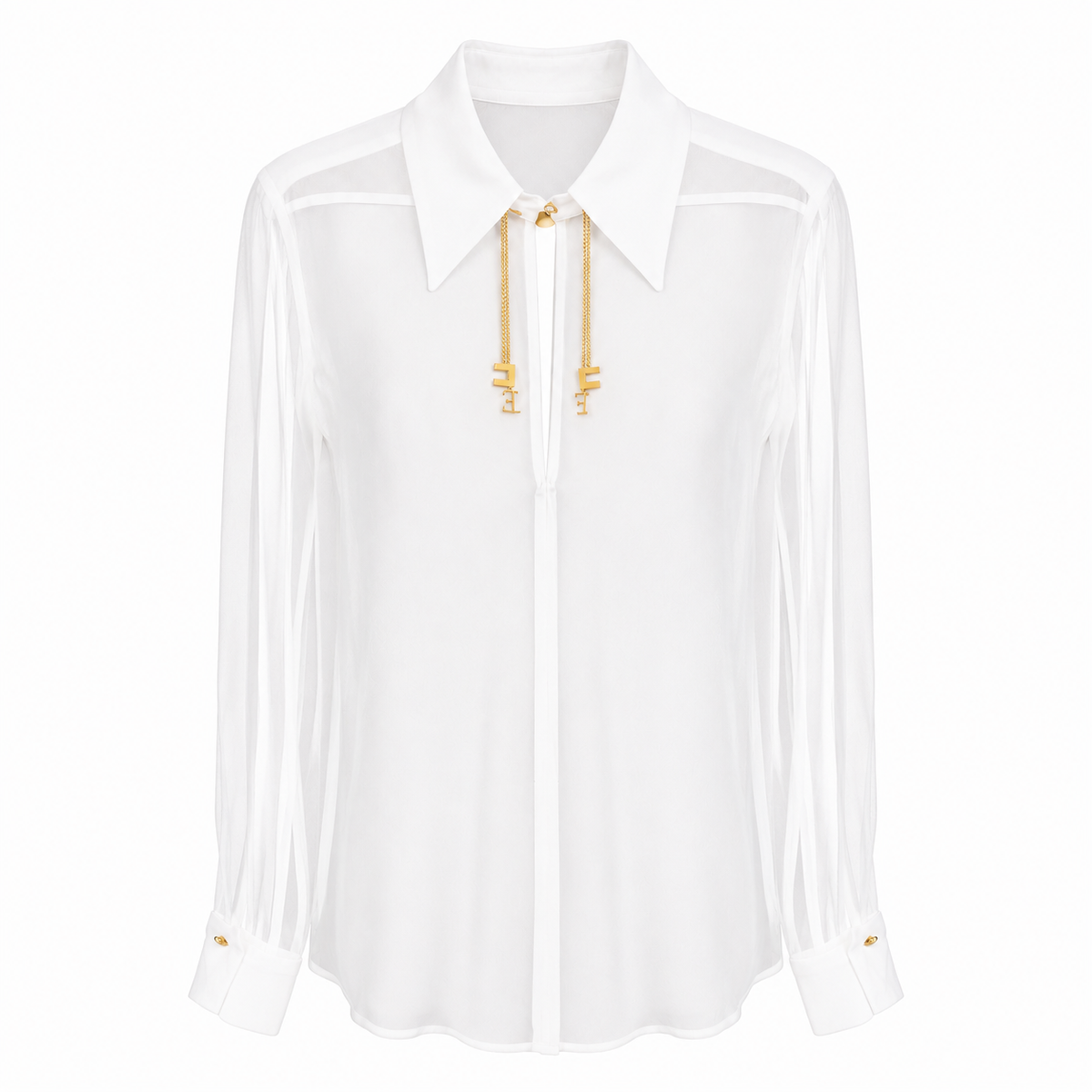 Blouse in georgette fabric with jewel logos