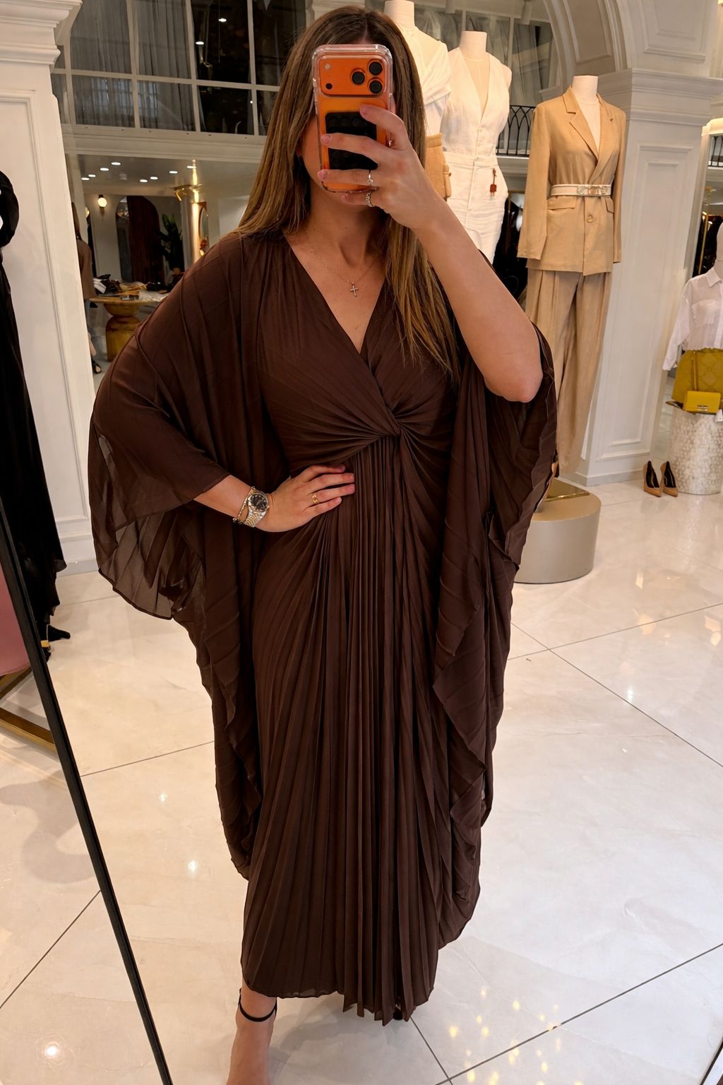 Plisse Sleeve Dress