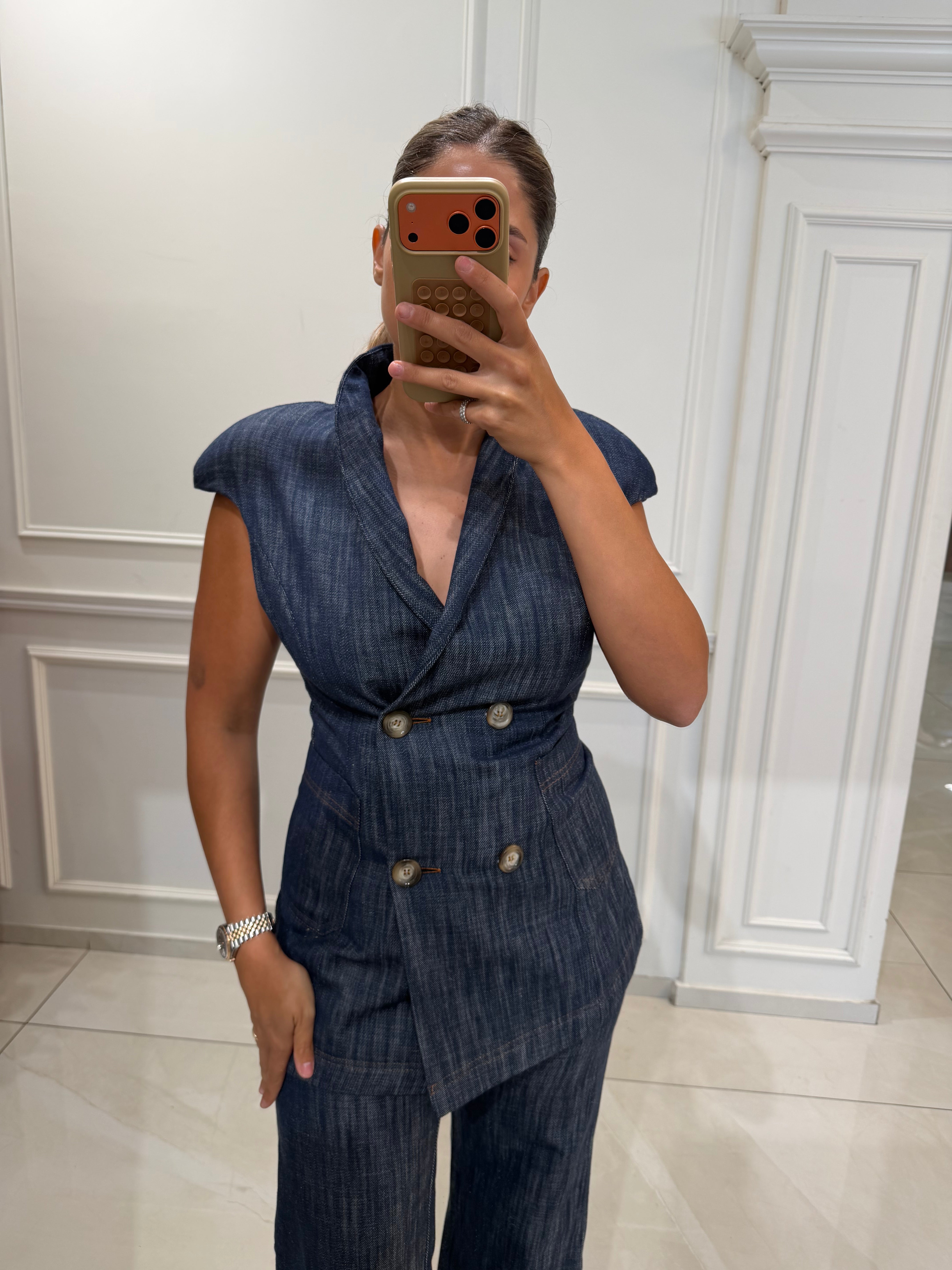 Denim Vest Suit