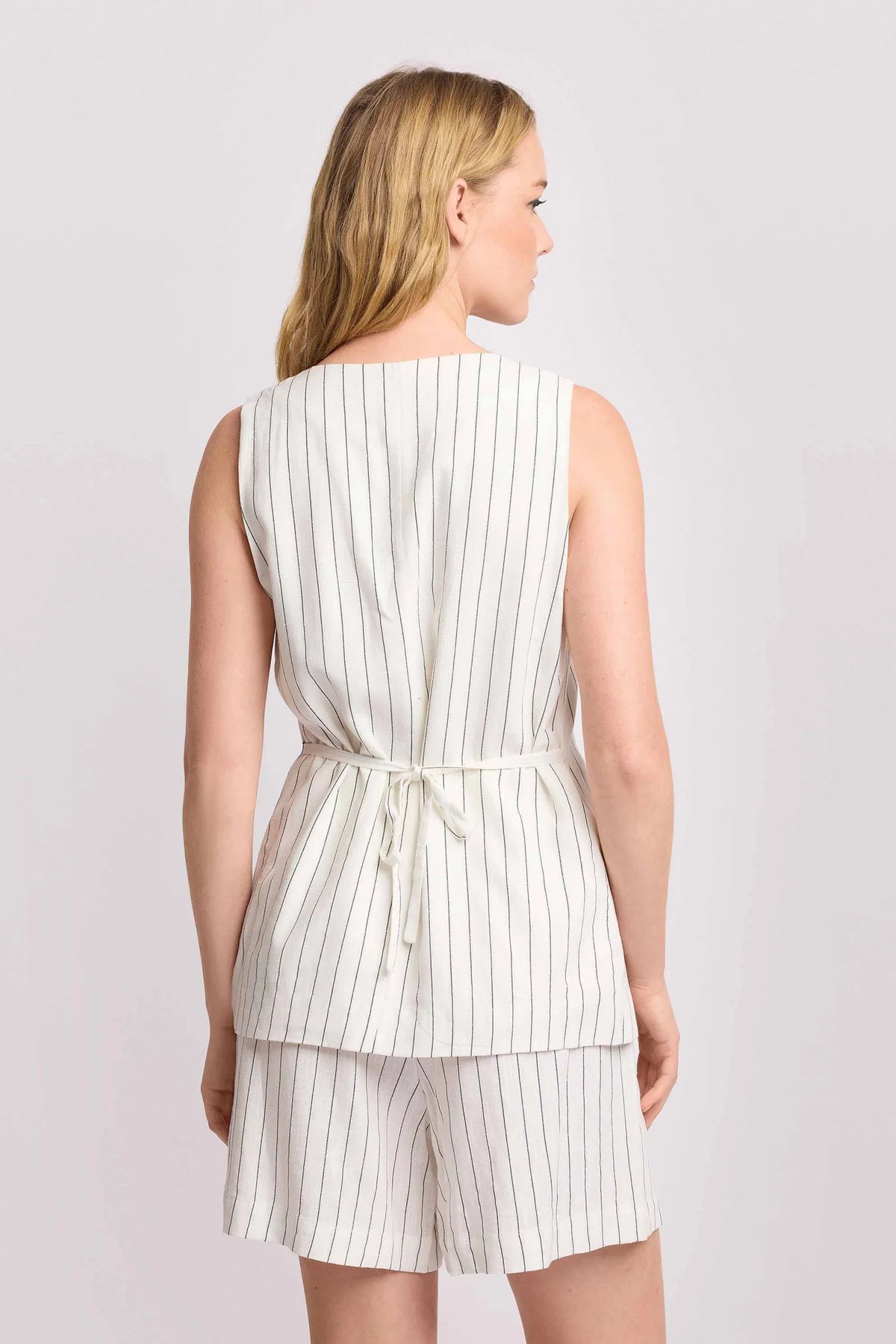 Striped vest and shorts suit
